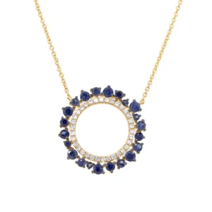 0.17ct Diamond & 0.79ct Blue Sapphire 14k Yellow Gold Necklace