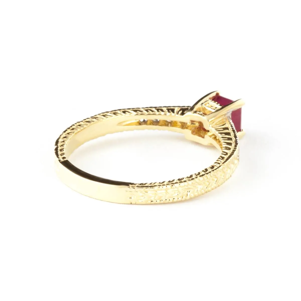 0.65 Carat 14K Solid Yellow Gold Chemistry 101 Ruby Diamond Ring