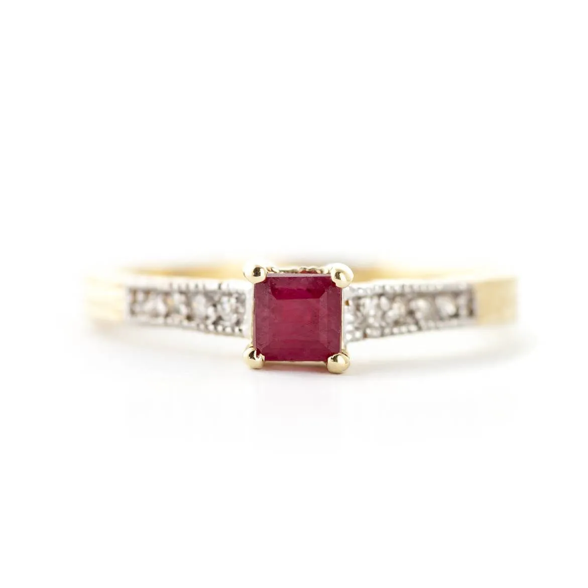 0.65 Carat 14K Solid Yellow Gold Chemistry 101 Ruby Diamond Ring