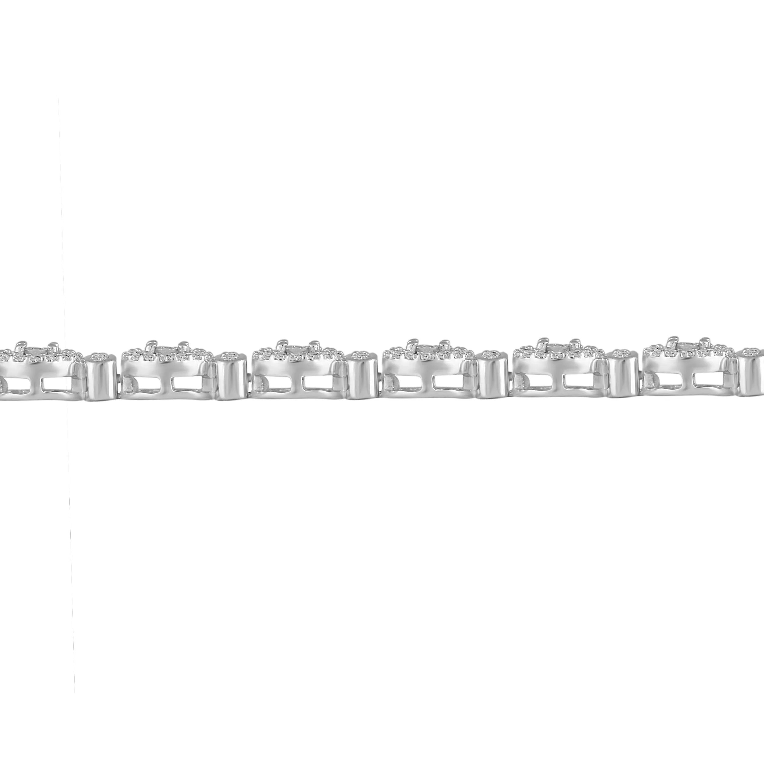 1 1/2 Carat tw Natural Diamond Circle Cluster Tennis Bracelet in 925 Sterling Silver