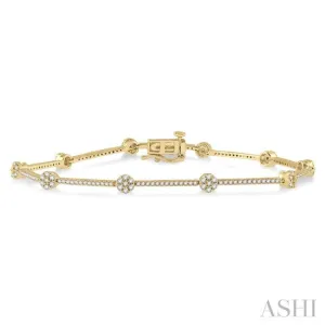 1 ctw Cluster Round Cut Diamond Bar Link Bracelet in 10K Yellow Gold