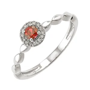 10KT WHITE GOLD DIAMOND (1/12CTW) & RUBY (1/5 CTW) RING