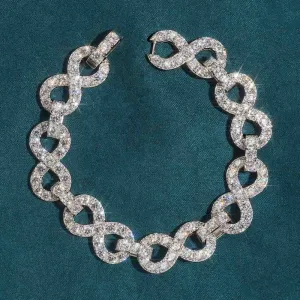 13MM Moissanite Infinity Link Bracelet 14K Gold