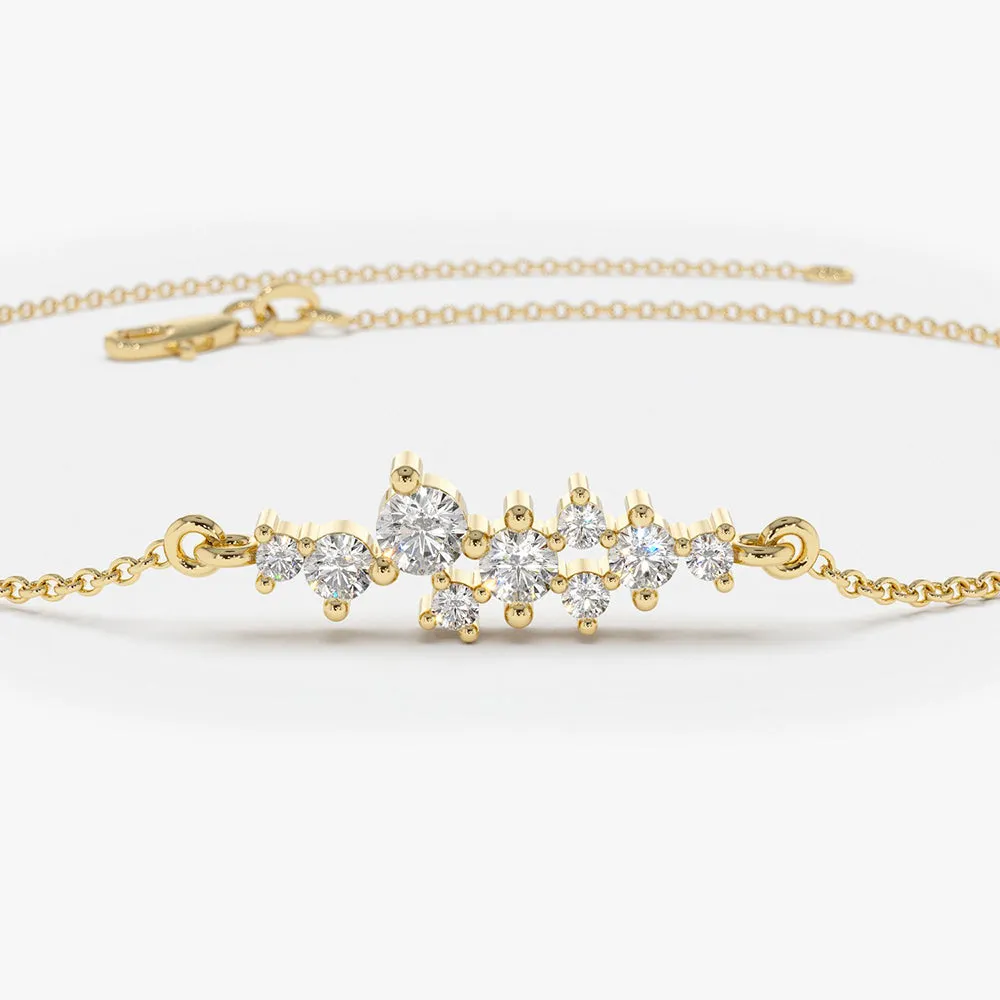 14k Diamond Cluster Bracelet