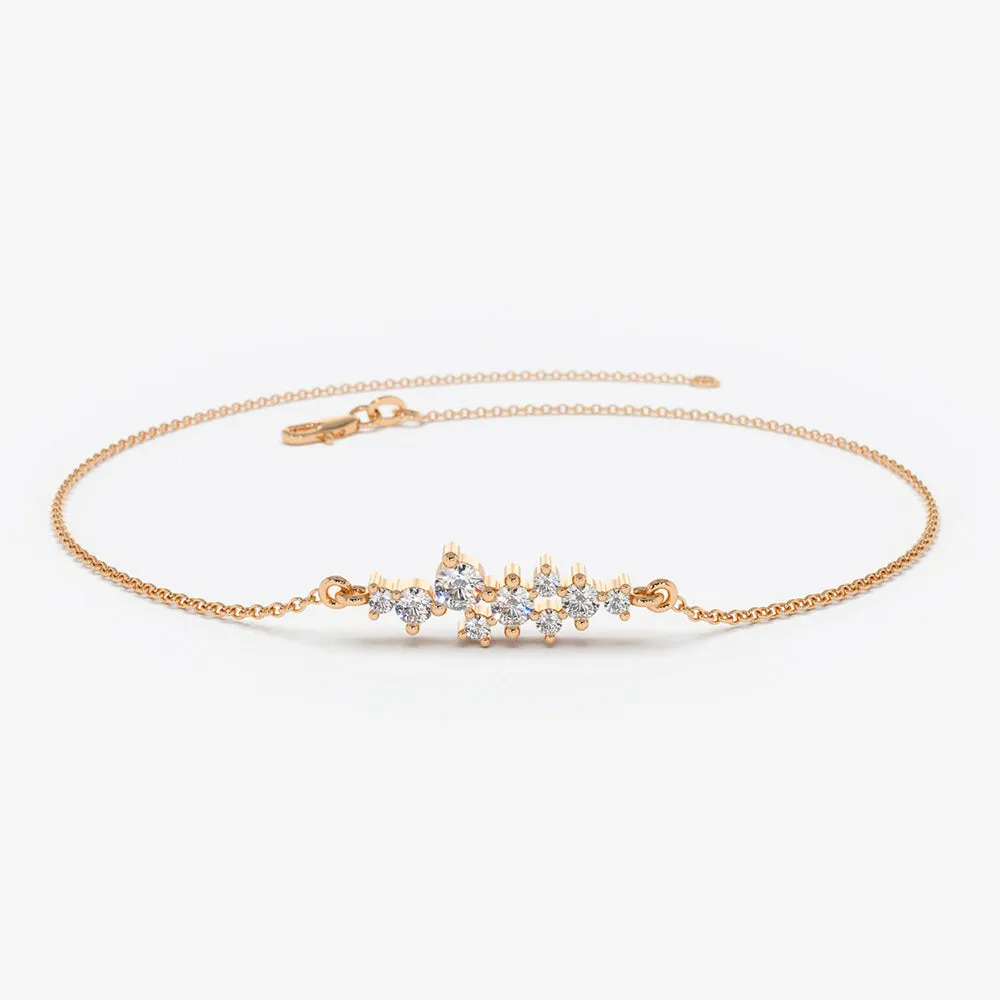 14k Diamond Cluster Bracelet