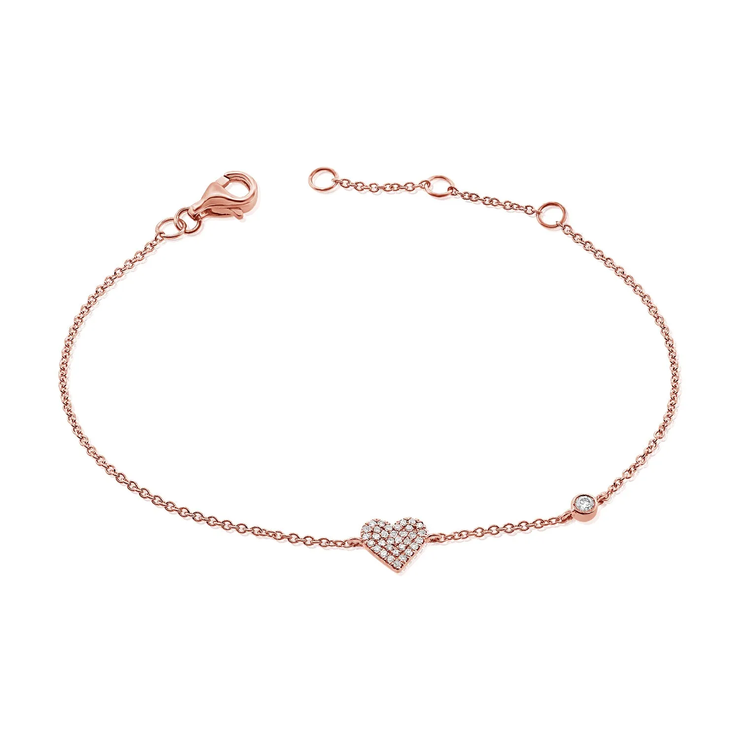 14k Gold & Diamond Heart Bracelet-D0.14