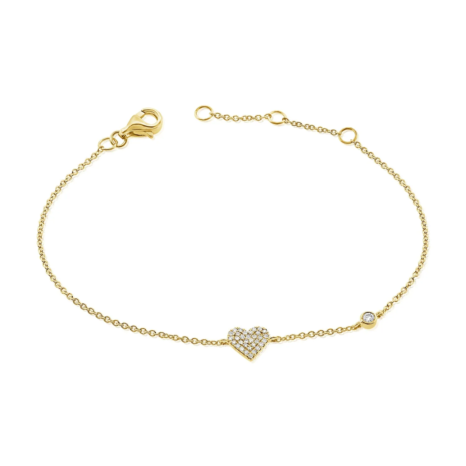 14k Gold & Diamond Heart Bracelet-D0.14