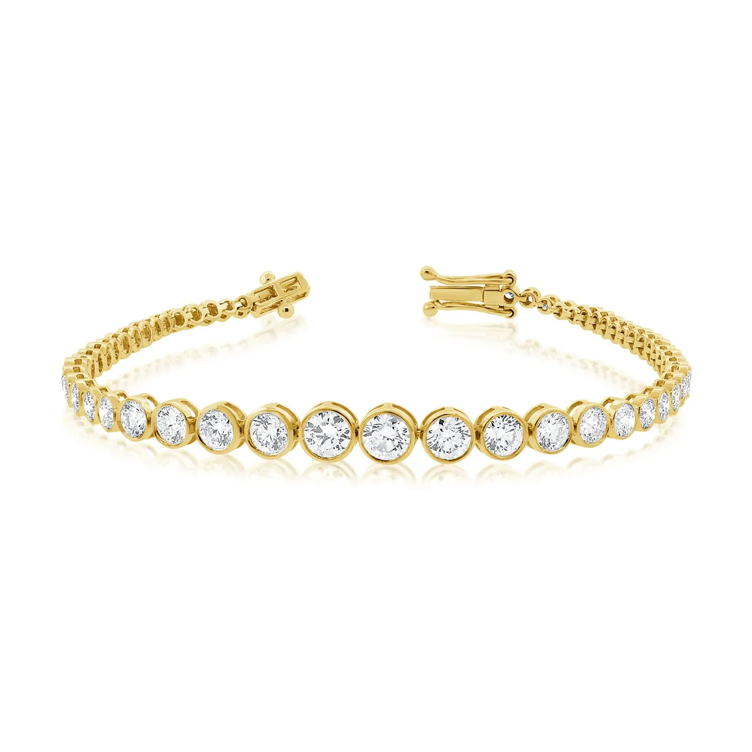 14k Gold Bezel-Set Diamond Tennis Bracelet - 4.33ct