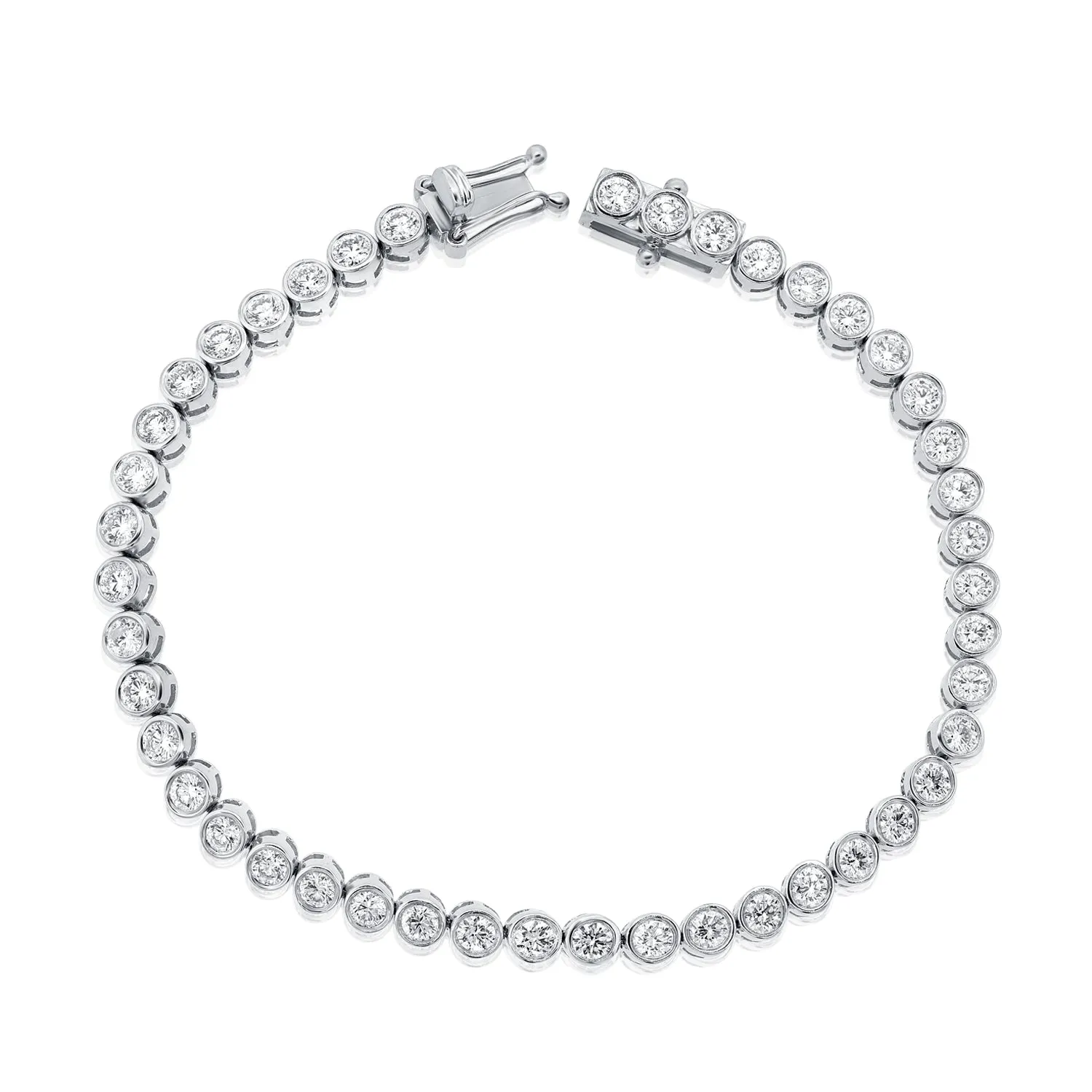 14k Gold Diamond Bezel-Set Tennis Bracelet - 3.98ct