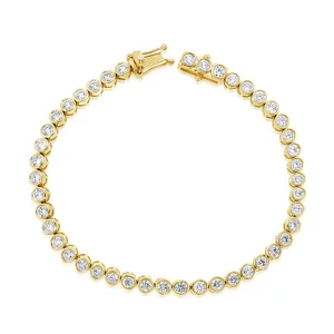 14k Gold Diamond Bezel-Set Tennis Bracelet - 3.98ct