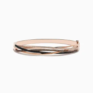 14K Rose Gold Black, Espresso and White Diamond Bangle