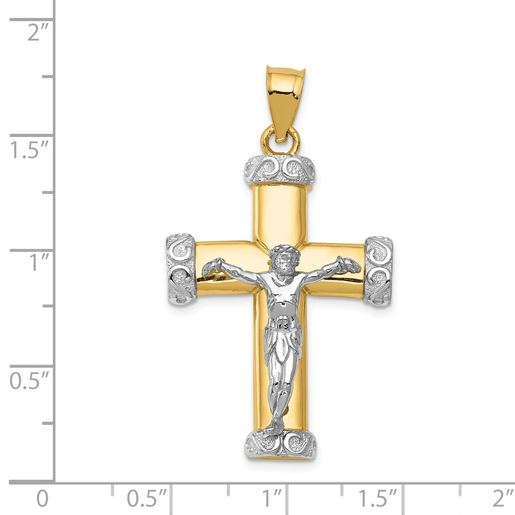 14k Two-tone Crucifix Pendant