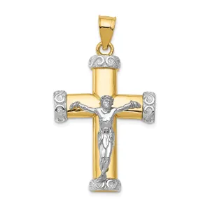 14k Two-tone Crucifix Pendant