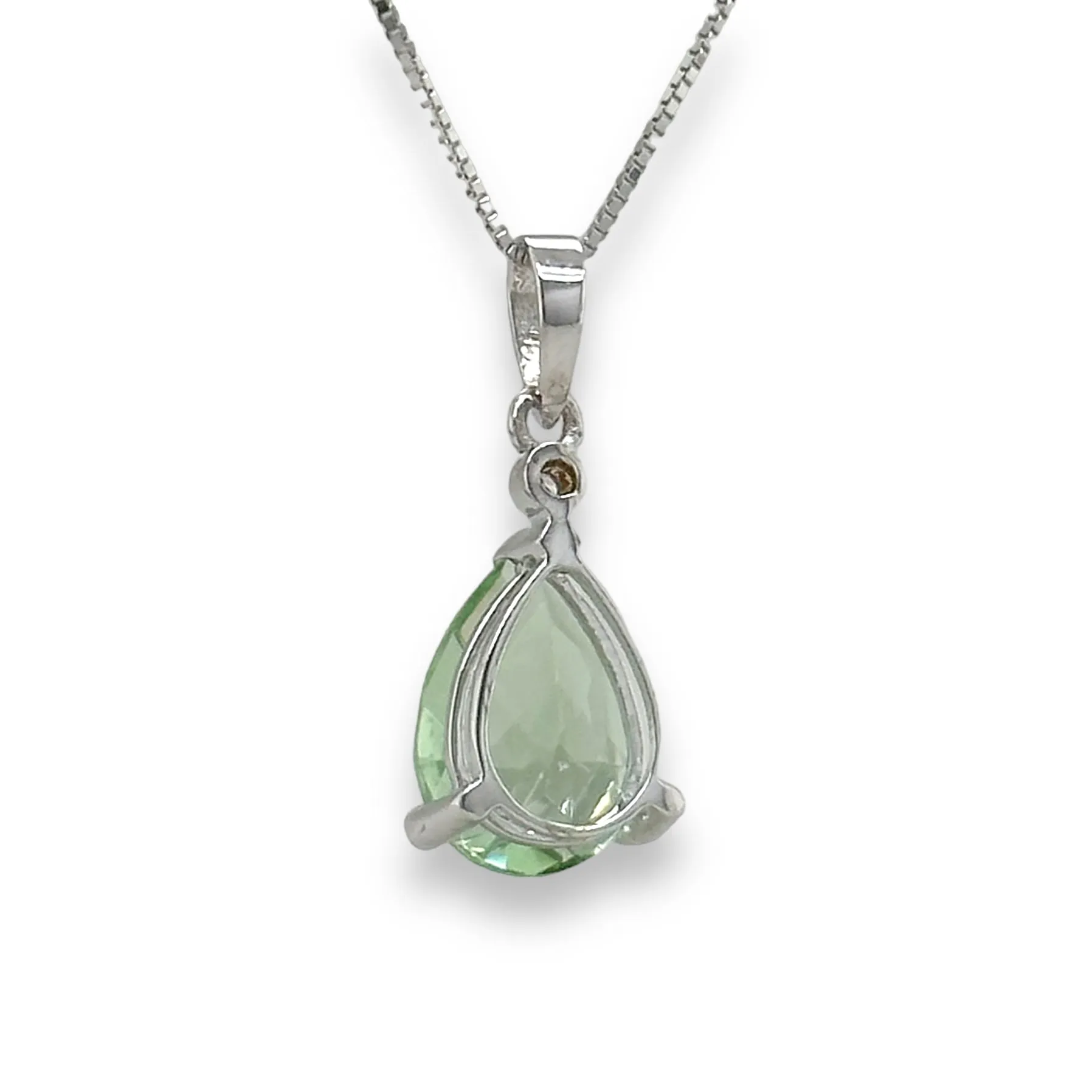 14K W Gold 1.75ct Green Amethyst & 0.02ct H/SI2 Diamond Pendant