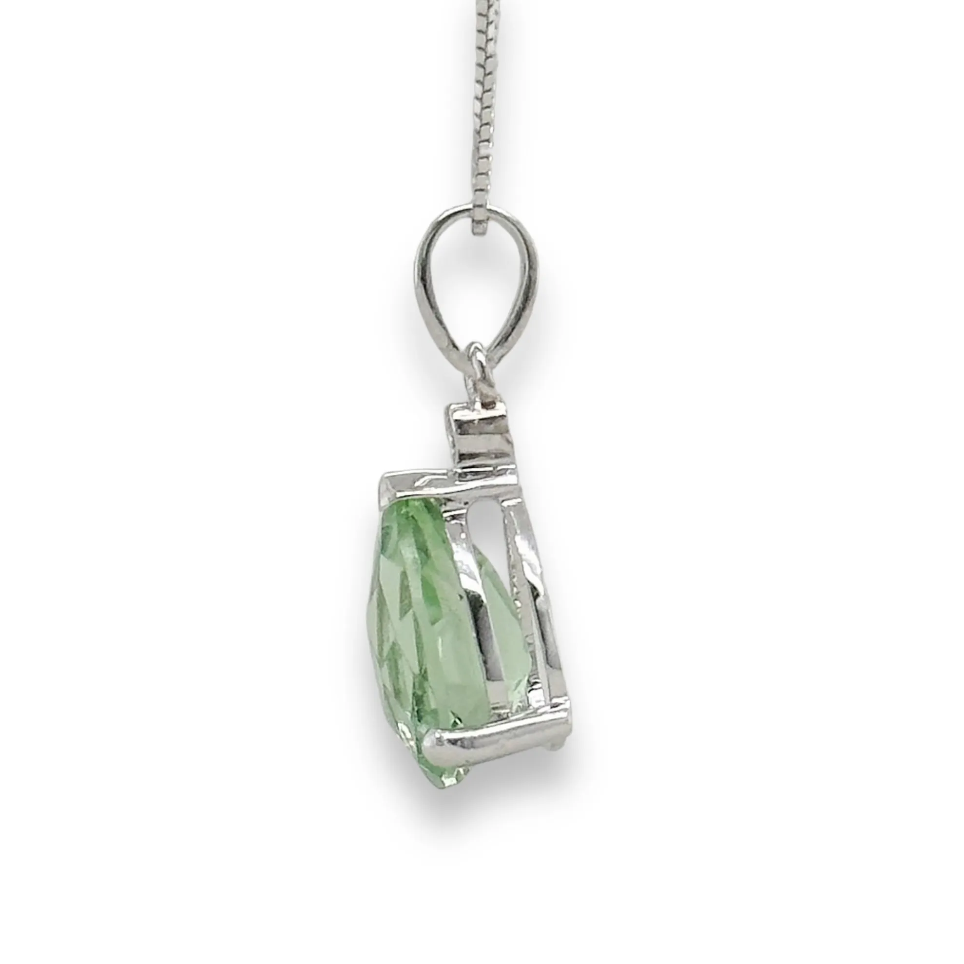 14K W Gold 1.75ct Green Amethyst & 0.02ct H/SI2 Diamond Pendant