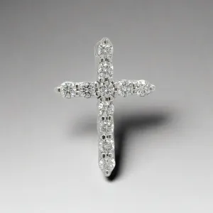 14K W Gold G/I1-2 0.50cttw Diamond Cross