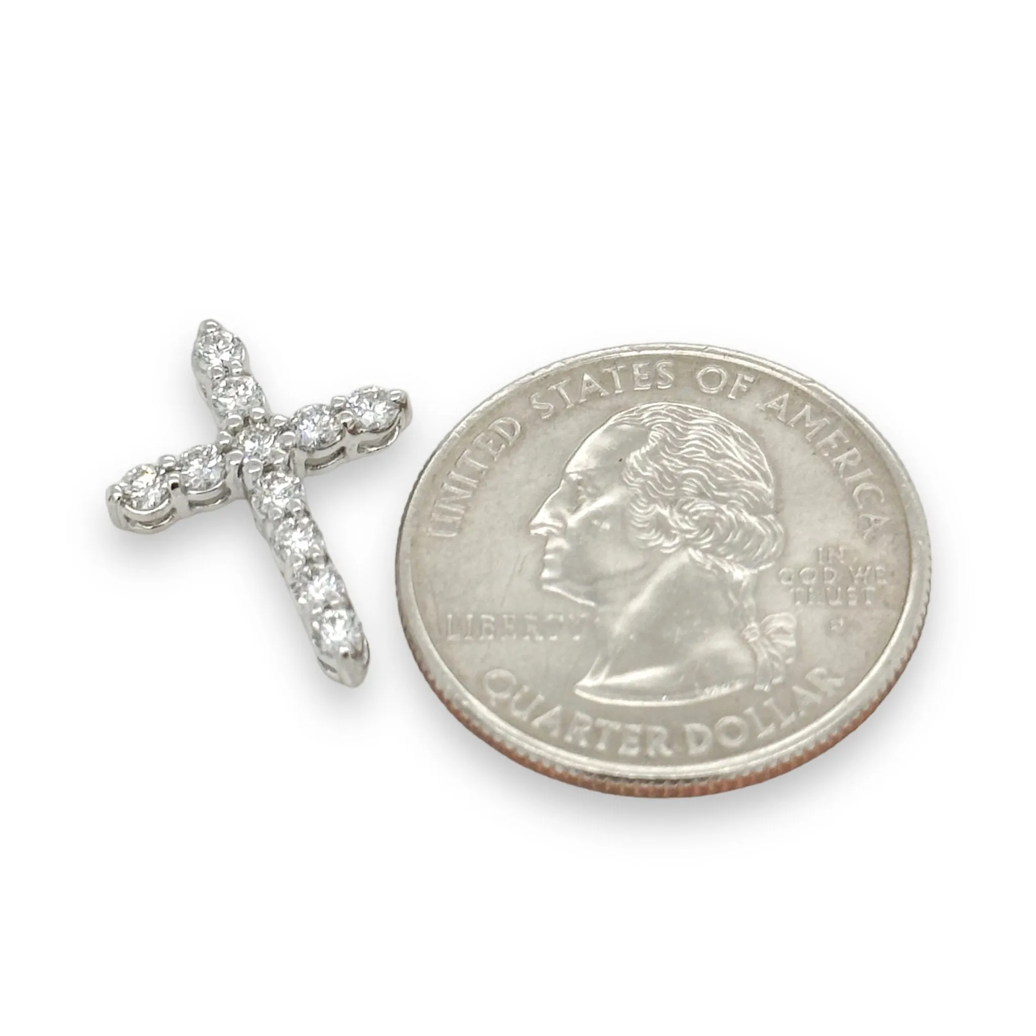 14K W Gold G/I1-2 0.50cttw Diamond Cross