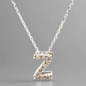 14K W Gold small 0.02ctw H/I1-SI2 diamond initial 'Z' pendant