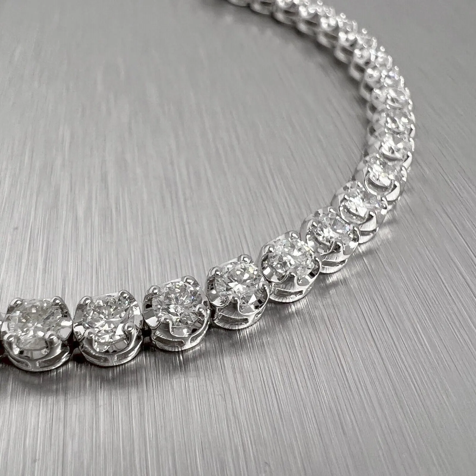 14k White Gold Diamond 42 Stone U-Prong Tennis Bracelet 4.33ctw G SI1 9.8g 7"