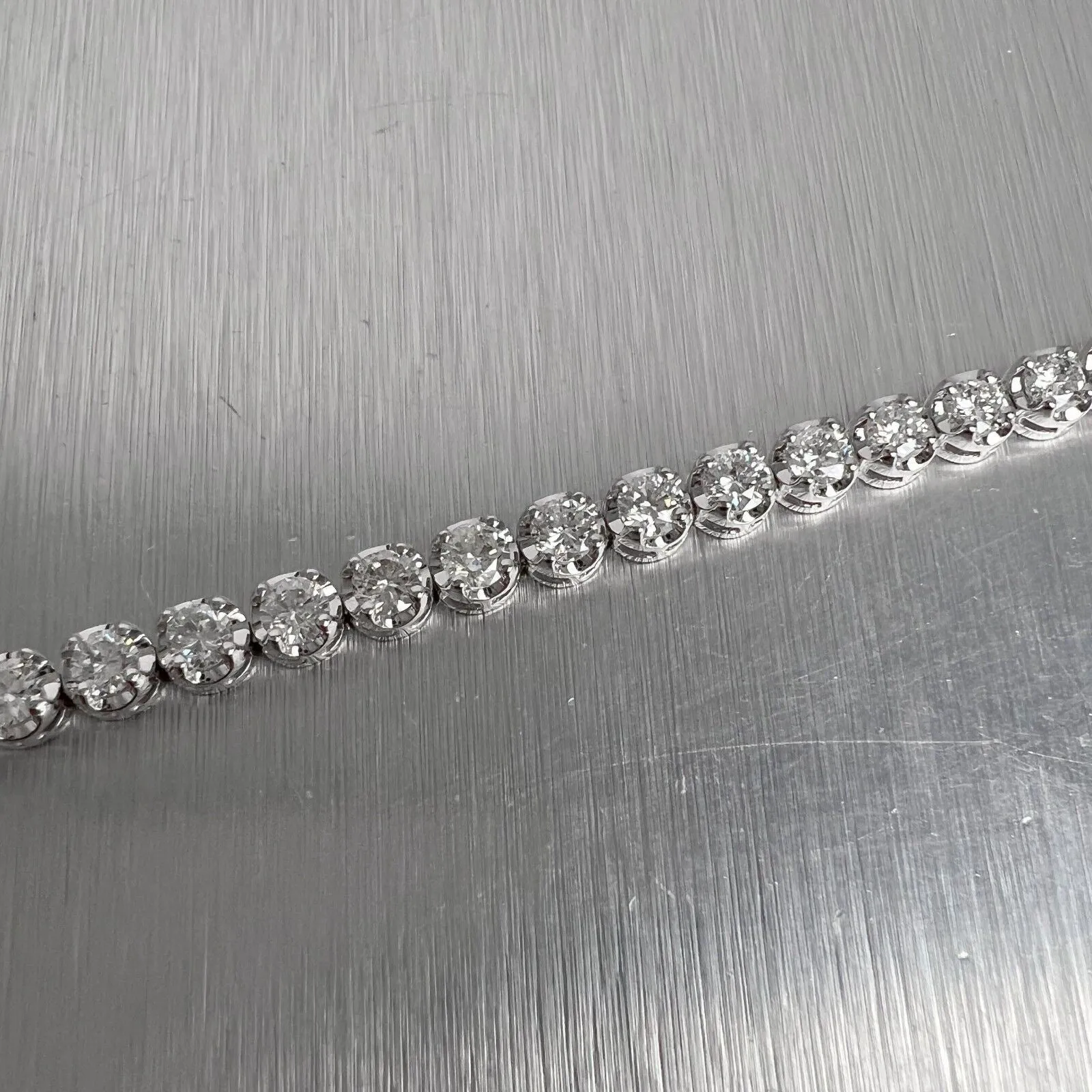 14k White Gold Diamond 42 Stone U-Prong Tennis Bracelet 4.33ctw G SI1 9.8g 7"