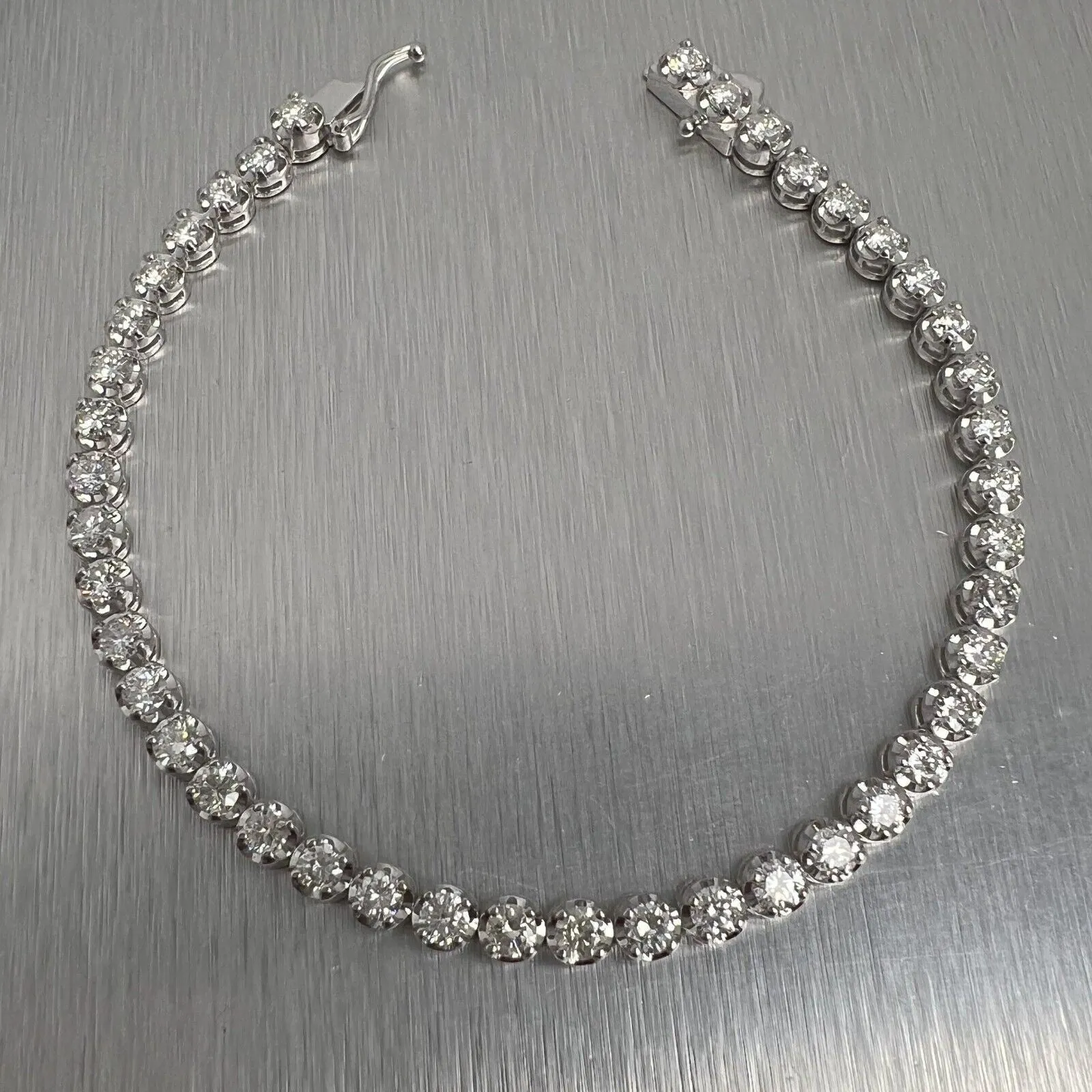 14k White Gold Diamond 42 Stone U-Prong Tennis Bracelet 4.33ctw G SI1 9.8g 7"