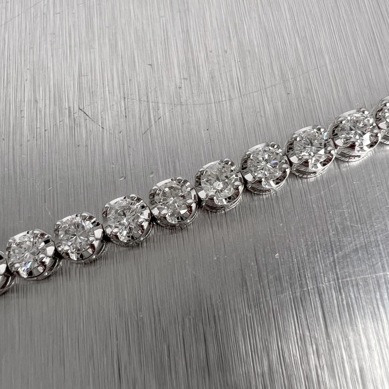 14k White Gold Diamond 42 Stone U-Prong Tennis Bracelet 4.33ctw G SI1 9.8g 7"