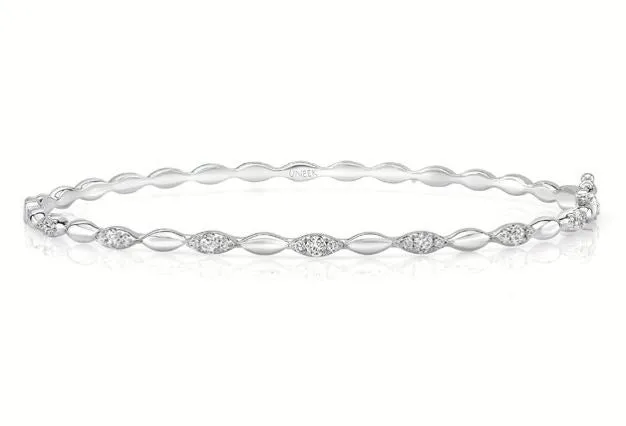 14K White Gold Diamond Beaded Bangle