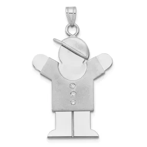 14k White Gold Diamond Boy With Hat Love Pendant