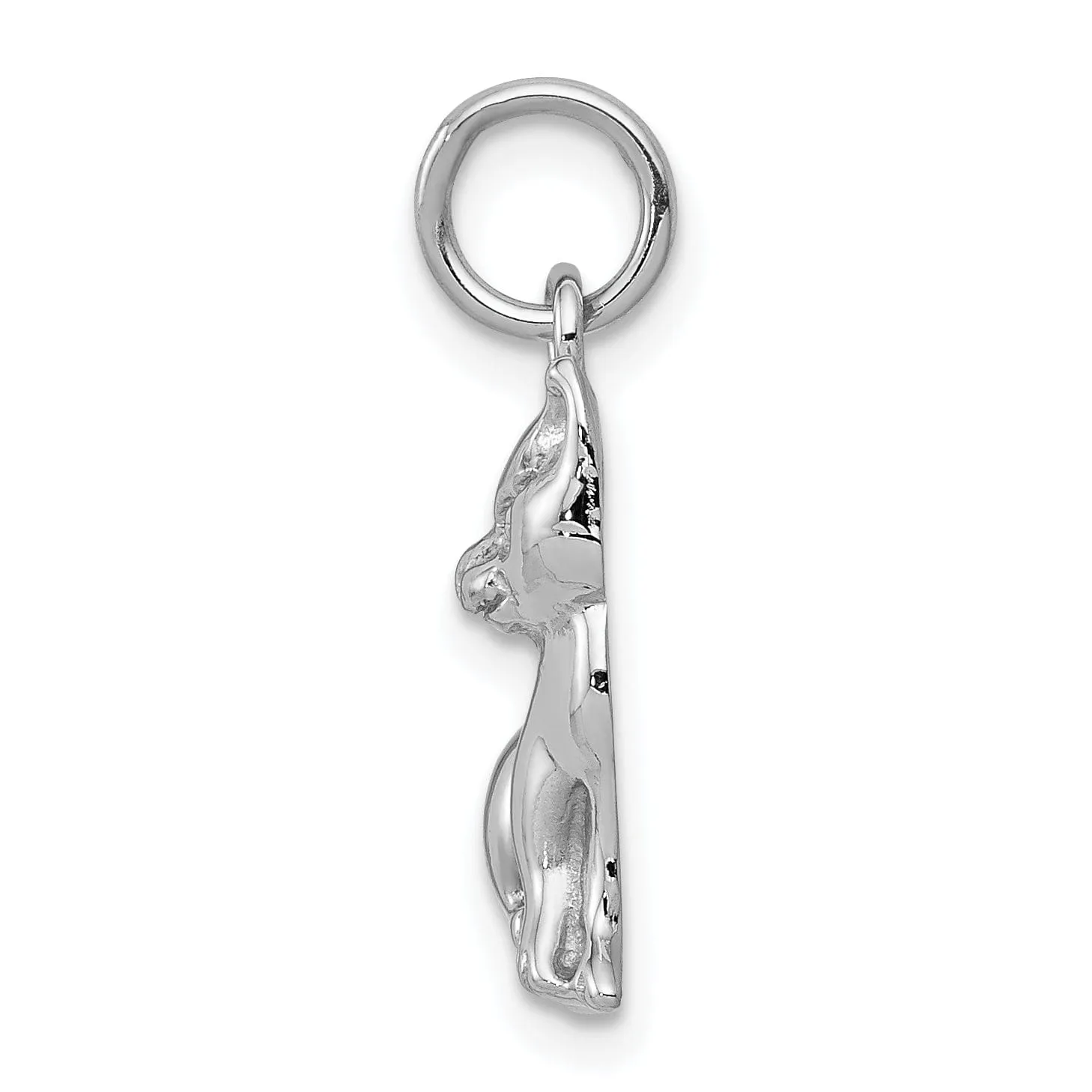 14k White Gold Polished Finish Cat Sitting Design Charm Pendant