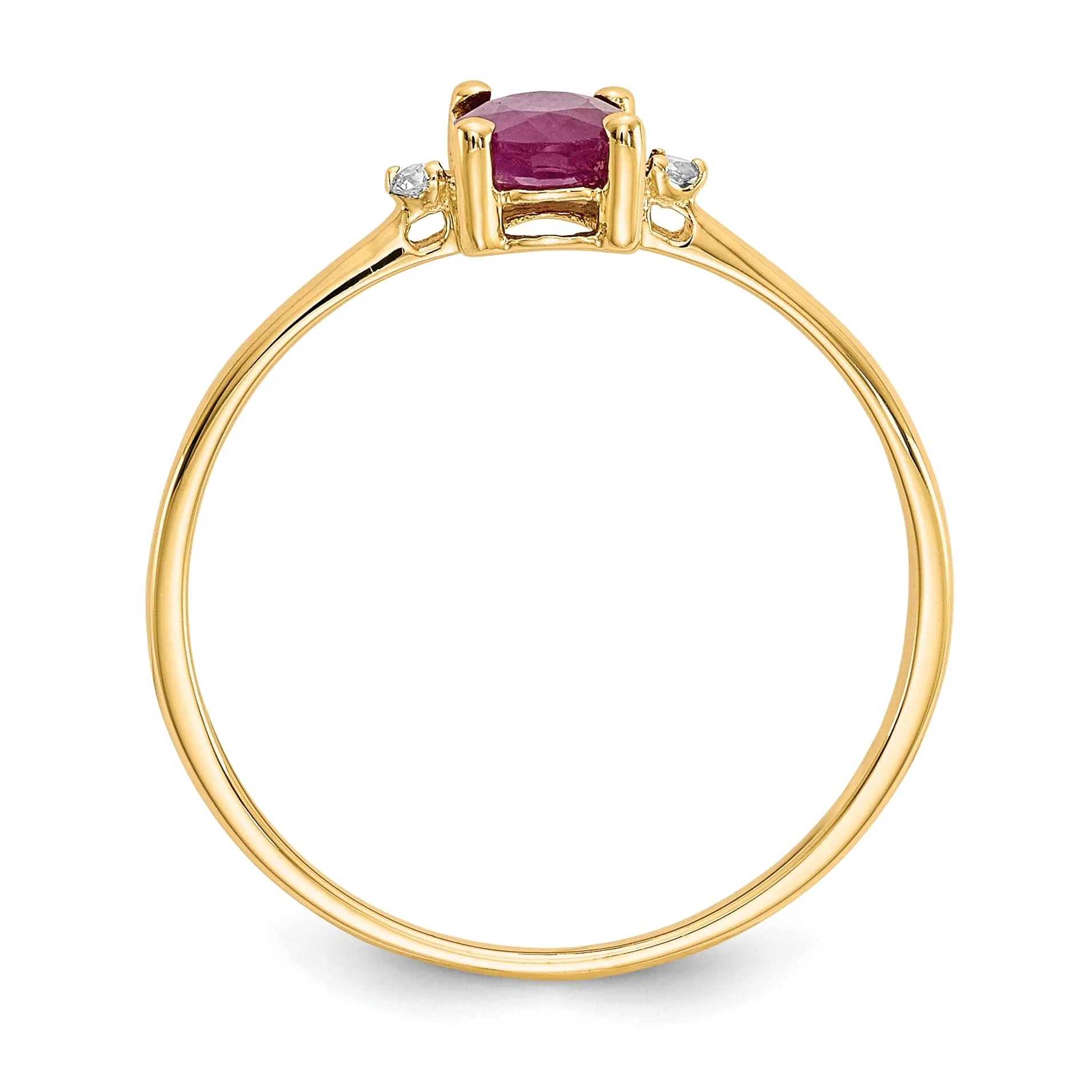 14k Yellow Gold Diamond Ruby Birthstone Ring