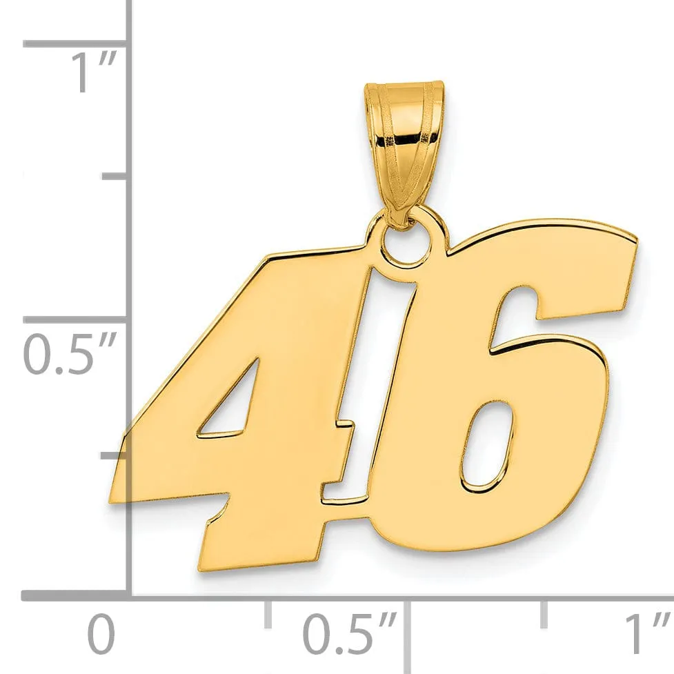 14k Yellow Gold Polished Finish Block Script Design Number 46 Charm Pendant