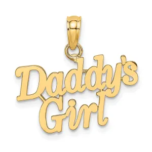 14K Yellow Gold Polished Finish Concave Shape DADDY'S GIRL Charm Pendant