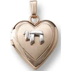 14K Yellow Gold "Chai Heart" Child's Locket with 15'' Gold Rope Chain