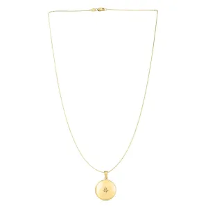 14k Yellow Gold Round North Star Locket Necklace