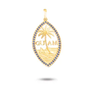 14K Yellow Gold Sapphire Guam Seal Pendant