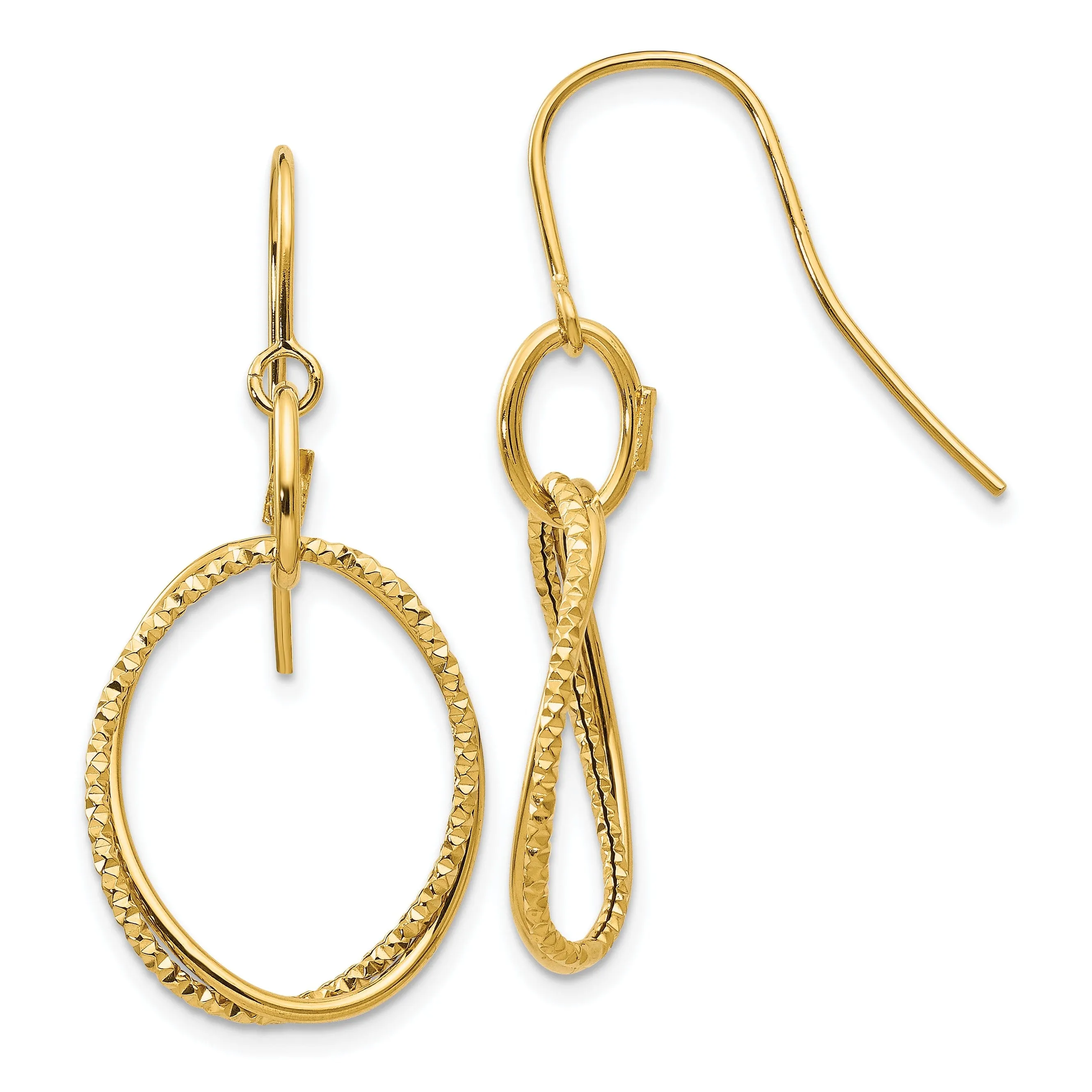 14k Yellow Gold Shephard Hook Earrings