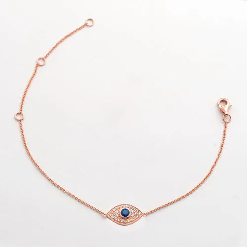 14KR 0.16CTW DIAMOND EVIL EYE BRACELET W/