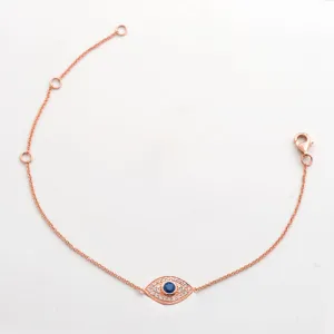 14KR 0.16CTW DIAMOND EVIL EYE BRACELET W/