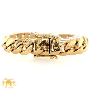 14mm 14k Yellow Gold Solid Miami Cuban Bracelet (VIP)