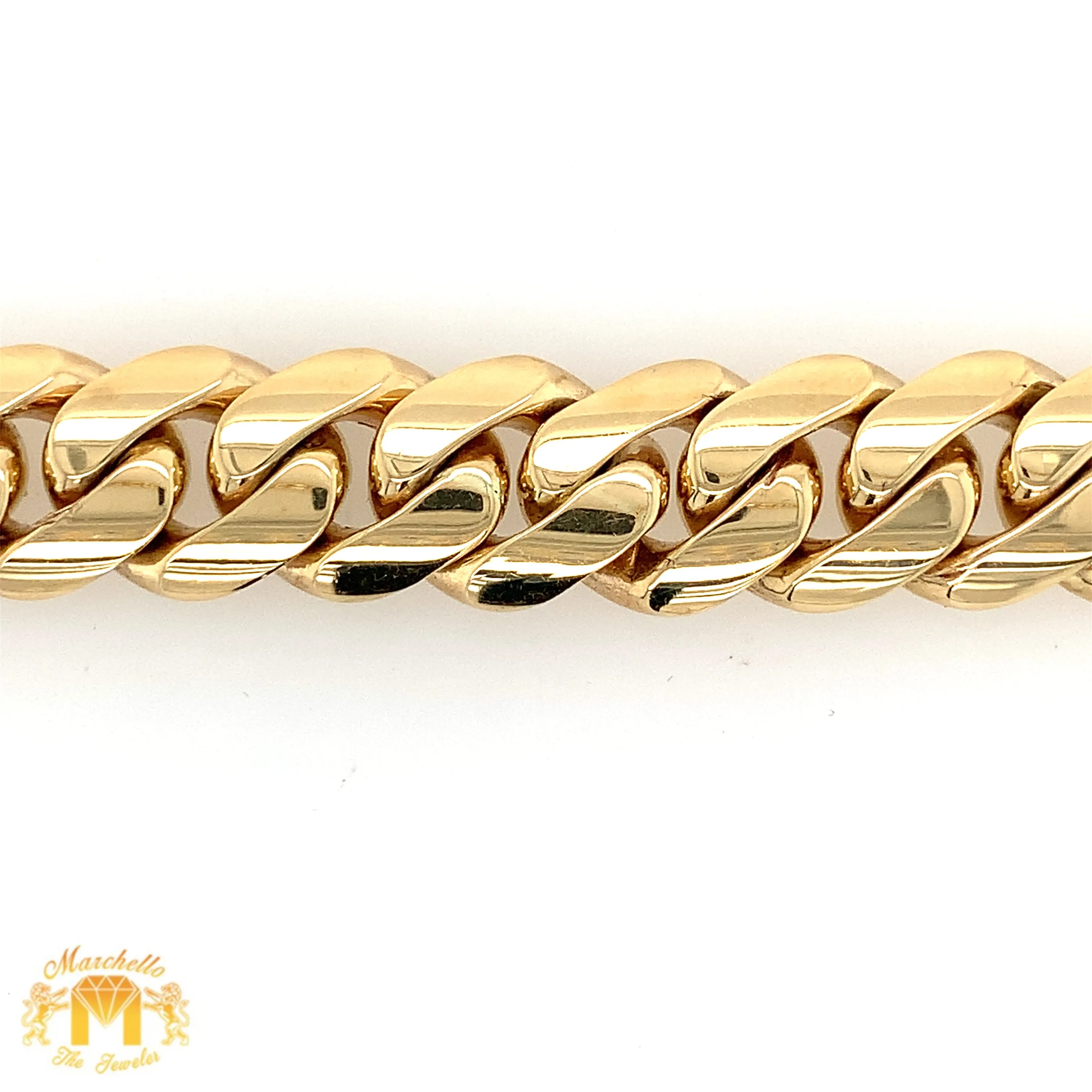 14mm 14k Yellow Gold Solid Miami Cuban Bracelet (VIP)