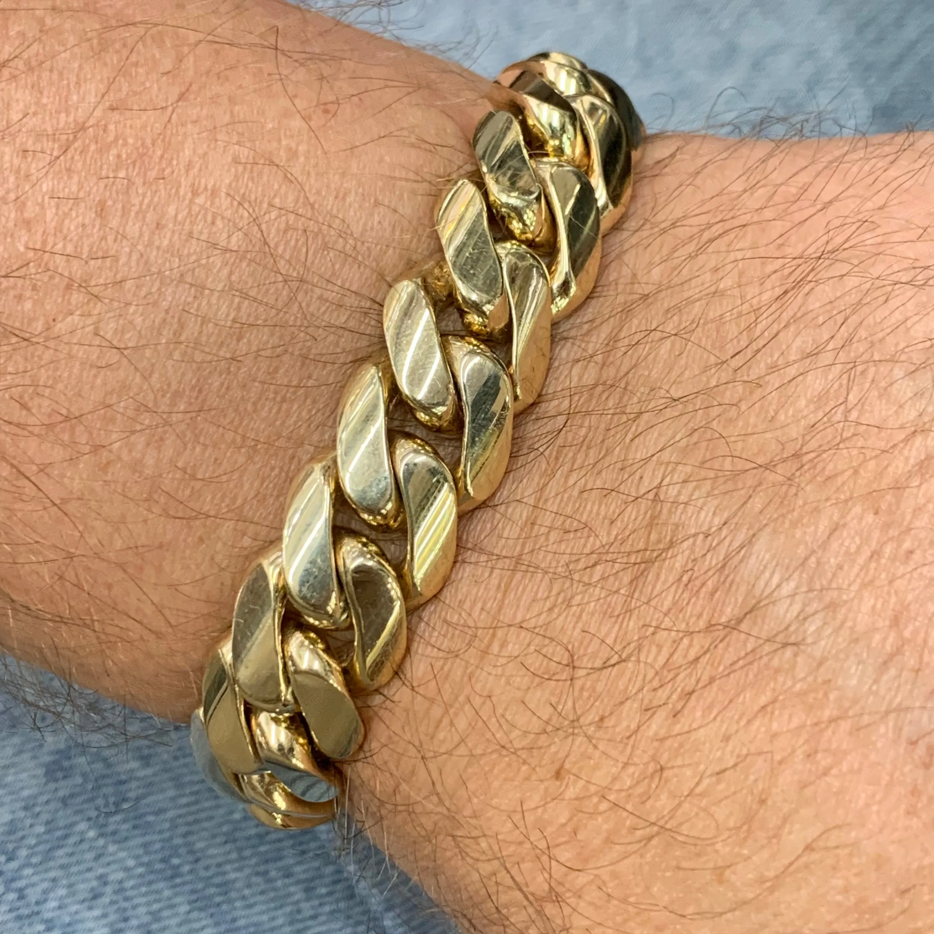 14mm 14k Yellow Gold Solid Miami Cuban Bracelet (VIP)