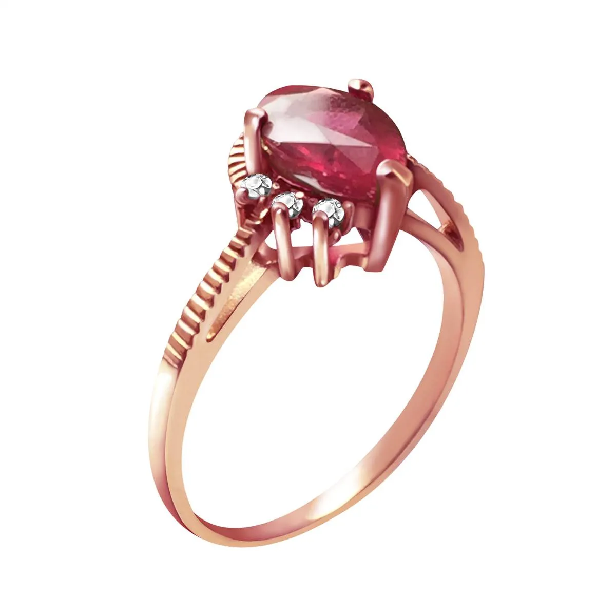 1.52 Carat 14K Solid Rose Gold Azur Ruby Diamond Ring