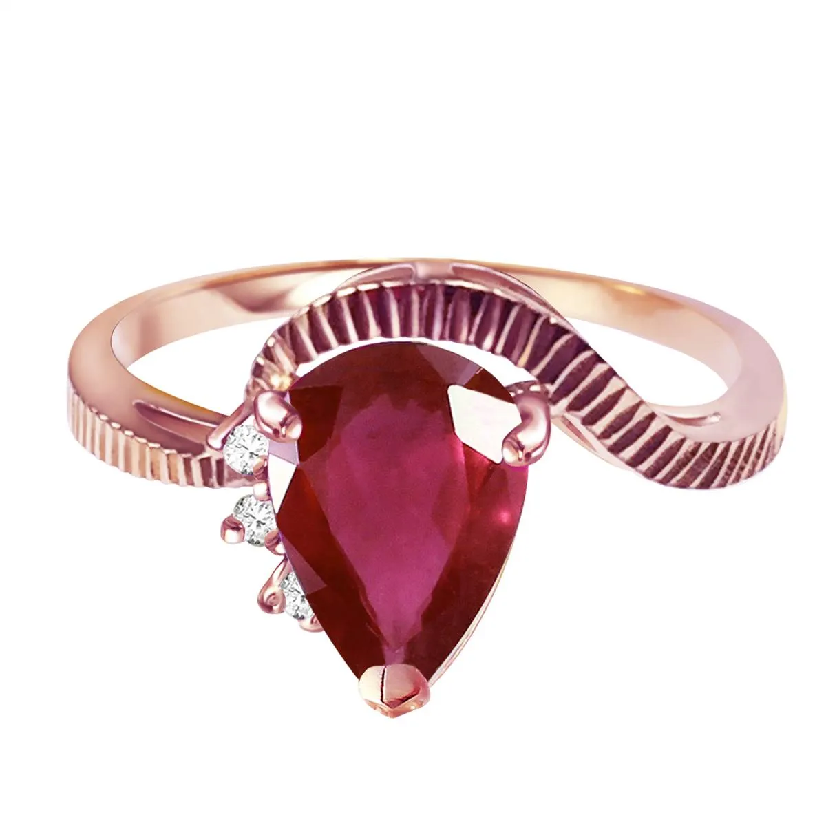 1.52 Carat 14K Solid Rose Gold Azur Ruby Diamond Ring