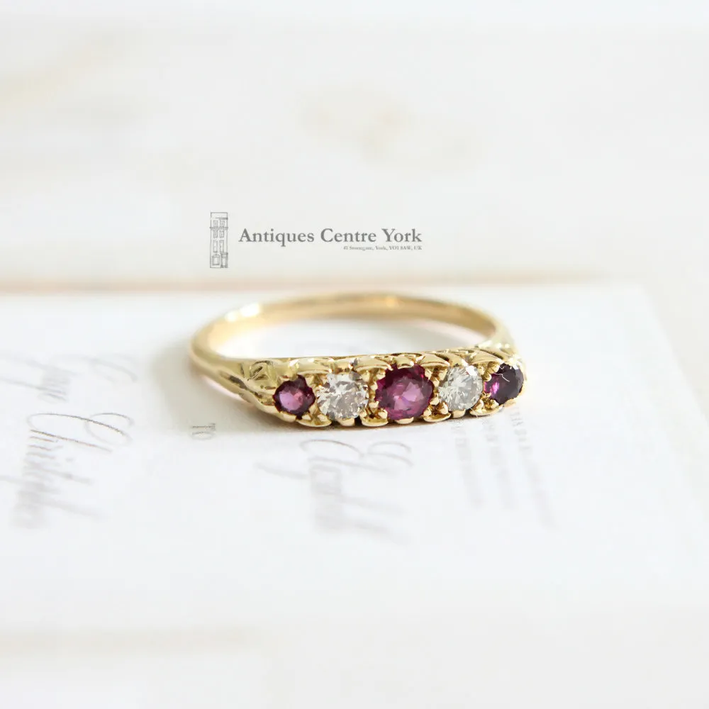 18ct Ruby & Diamond 5 Stone Ring