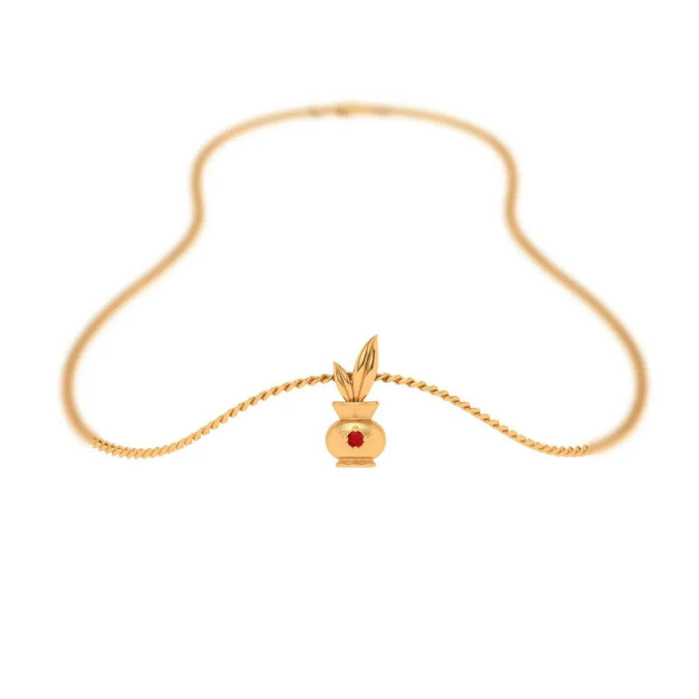 18k Gold Kalash Locket For Women From Online Exclusive Collection With Red Gemstone