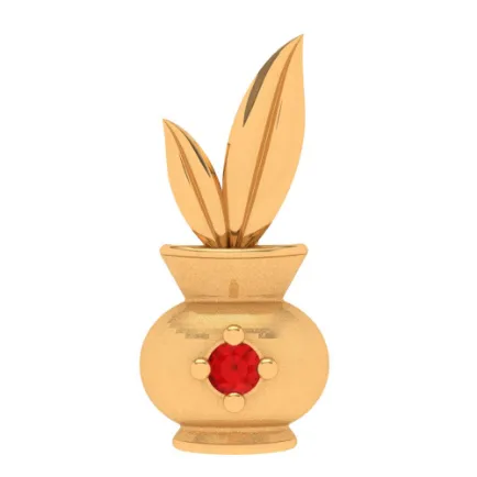 18k Gold Kalash Locket For Women From Online Exclusive Collection With Red Gemstone