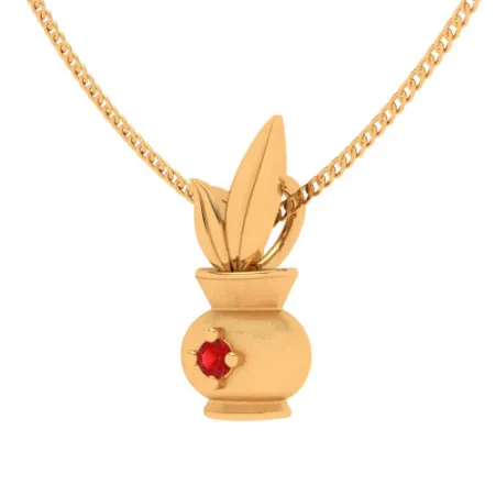 18k Gold Kalash Locket For Women From Online Exclusive Collection With Red Gemstone