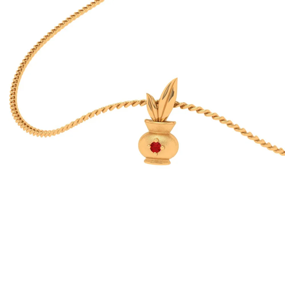 18k Gold Kalash Locket For Women From Online Exclusive Collection With Red Gemstone