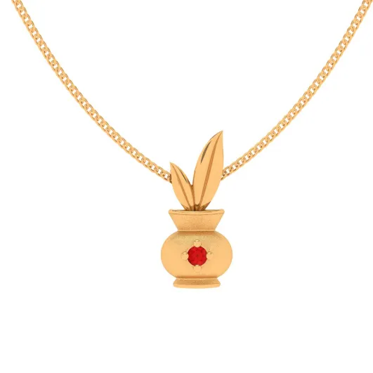 18k Gold Kalash Locket For Women From Online Exclusive Collection With Red Gemstone