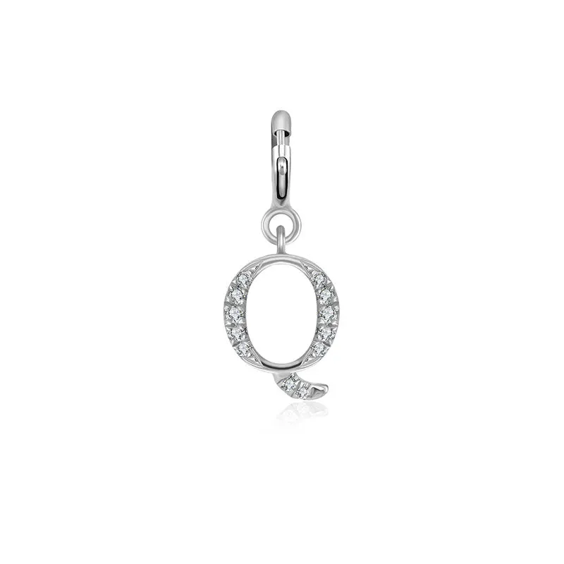 18k Gold Letter "Q" Diamond Charms